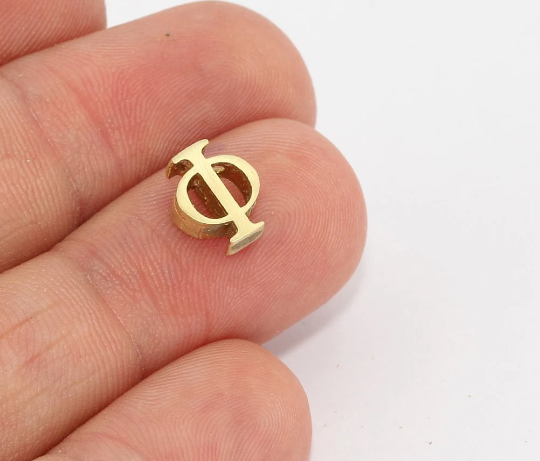 7x9mm Raw Brass Phi Letter, Phi Letter, Greek Letters, Phi MTE914