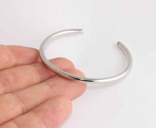 3,5 mm Rodyum Kaplama Yuvarlak Tel Bileklik, Açık Bileklik CHK687