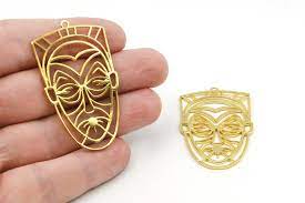 32x54mm 24k Shiny Gold Pendant, Gold Necklace Charms MTE1020