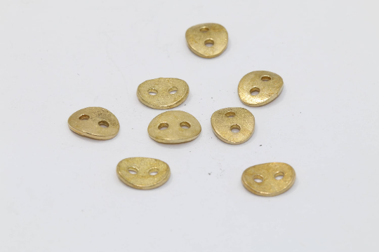 7x9mm Raw Brass Button Charms, Button Connectors, Two SOM244
