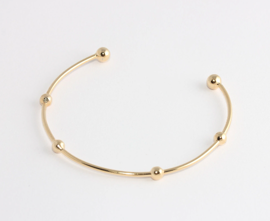 60mm 24k Shiny Gold Wire Ball Bracelet, Open Cuff , Bracelet,           CHK719-1