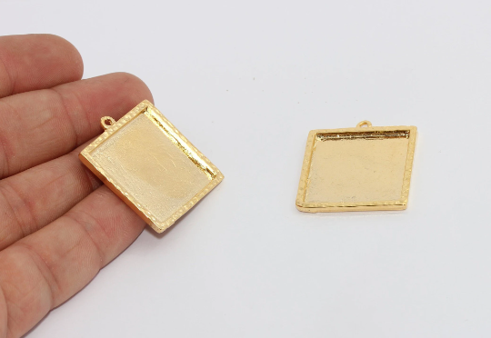 Montatura per castone in oro lucido 24k, cabochon, oro MTE327