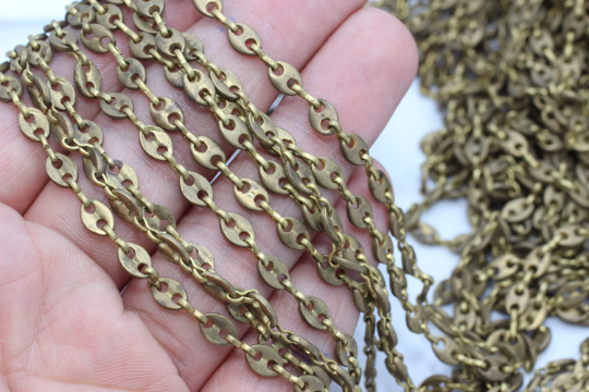5x6mm Raw Brass Sailor Chains, Soldered Chains, Brass , BXB156-1
