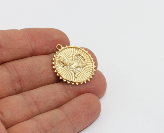 Medaglione a forma di serpente in oro lucido 24k, 24x26 mm, ciondolo a forma di serpente, MTE1521