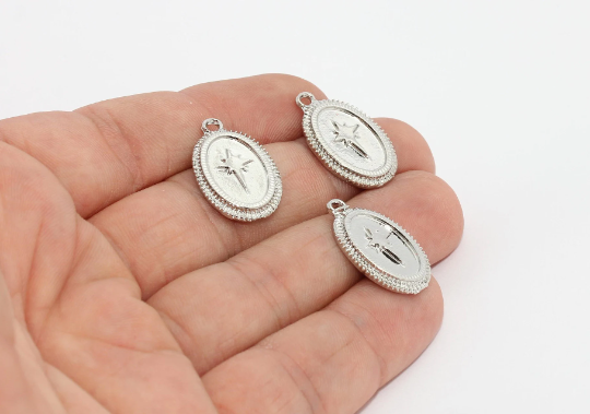 14x22mm Gümüş Kaplama Kutup Yıldızı, Gümüş Kaplama Kuzey Yıldızı MTE830