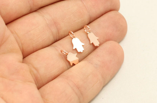 Ciondoli Hamsa in oro rosa 7x11 mm, gioielli Hamsa, ROSE44