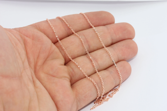 1,5x2mm Rose Gold Cable Chain, Bulk Lot, Rose gold, BXB238
