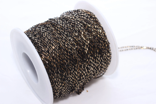 Catena a palline sfaccettate nere da 1,2 mm, catena a palline, catena a perline BXB76-2