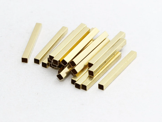 4x40mm Ham Pirinç Kare Borular, Boru Boncukları, Borular, Boru TBR73