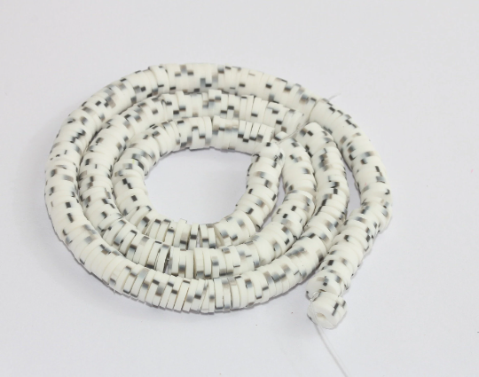 Perline polimeriche bianche e nere da 6 mm, Keishi CHK609 all'ingrosso