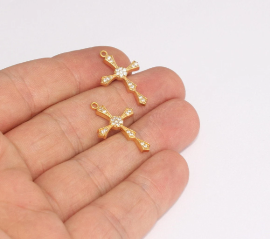 Shiny Gold Cross Charms
