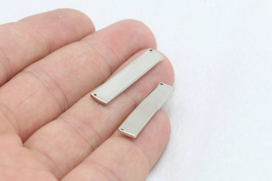 6x35mm Gümüş Kaplama İsimlik Çubuğu, Kişiselleştirilmiş Kolye, Damgalı BRT3