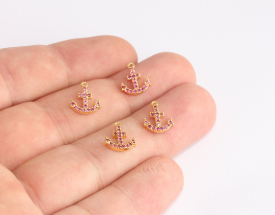 9x14mm 24k Shiny Gold Anchor Charms, Anchor Jewelry, FLT, SLM679