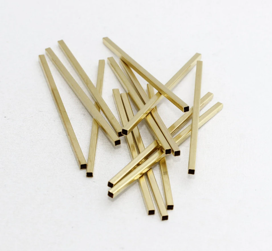 2x70mm Raw Brass Plated Square Tubes, Tubes, Connector, CHK301