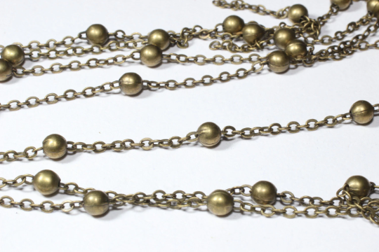 Catena in ottone anticato saldata con perline (1,5x2 mm) Catene a sfere saldate - Ingrosso -