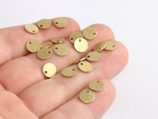 8mm Raw Brass Coins, Textured Coin Charms,Raw Brass XP66