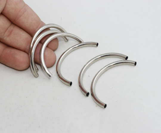 4x50mm Rhodium Plated Curved Tubes, Cuff Bracelet, BRT527