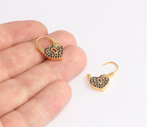 Heart Earrings, Micro Pave