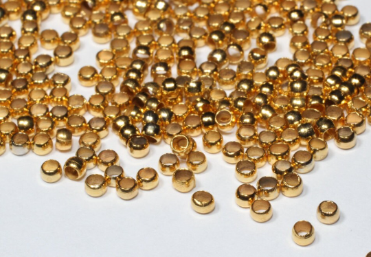 2mm 24k Shiny Gold Crimp Beads, Stopper Beads, Spacer  DOM21