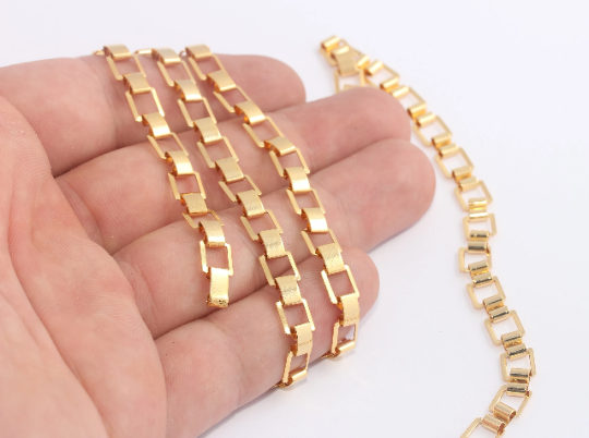 7mm 24k Shiny Gold Chain, Bulk Lot Chain, Box Chains, Gold CHK652-1