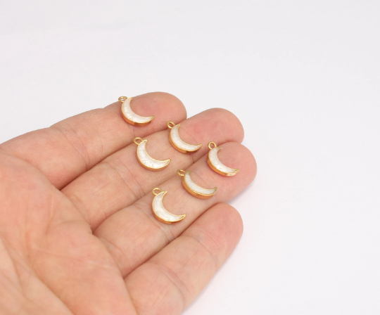 8x14mm 24k Shiny Gold Plated Enamel Crescent Moon, Gold Plated Findings, MLS24