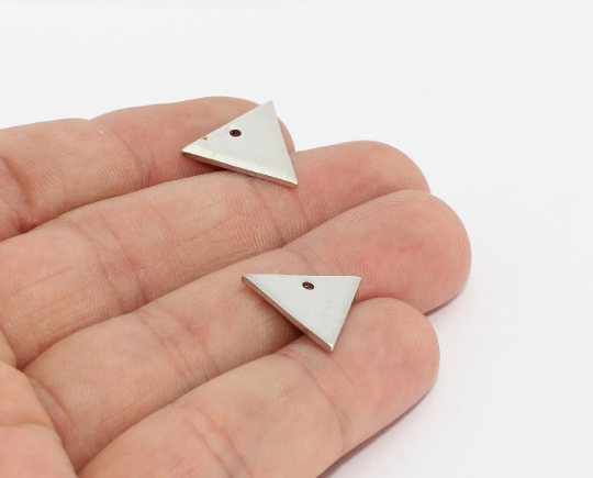 14x16mm Rodyum Kaplama Üçgen Charms, Üçgen, MTE803