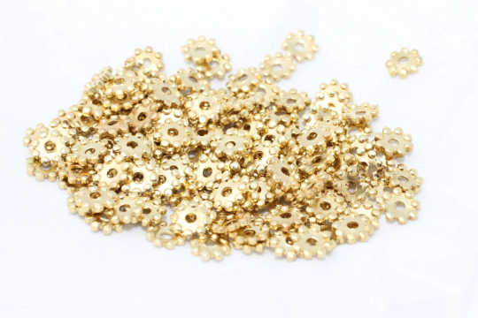 5mm Raw Brass Spacer Beads, Tiny Snowflake Beads,Rondelle KA63