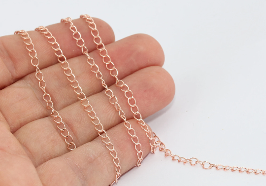 2,5 mm Gül Altın Uzatma Zinciri, Bordür Zincirleri, Gül Altın CHK356