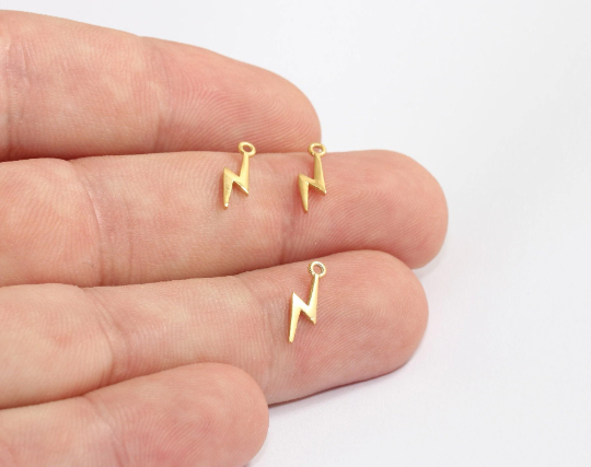 4x14mm 24 Ayar Parlak Altın Tılsımlar, Küçük Şimşek Tılsımları, MLS648
