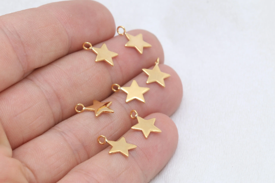 9x12mm 24k Shiny Gold Star Charms, Star Pendant, Star,  BRT776