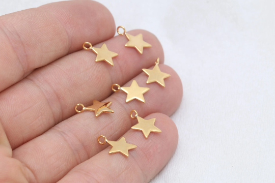 9x12mm 24k Shiny Gold Star Charms, Star Pendant, Star Beads, BRT776
