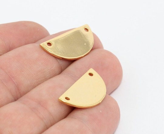 11x25mm 24k Shiny Gold Half Moon, Semicircle Charms, MTE1106