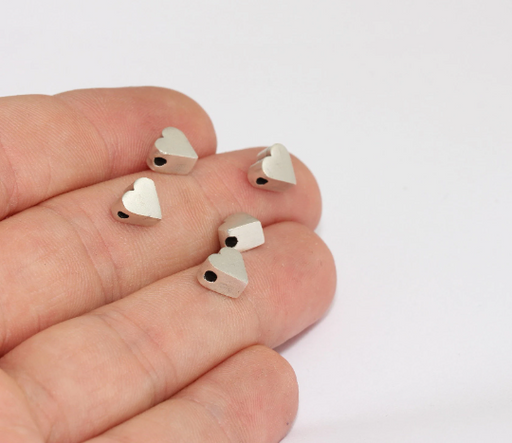 Heart Beads, Spacer heart  plated