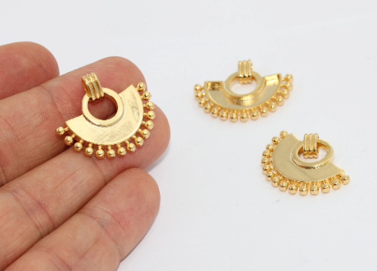 20x28mm 24 Ayar Parlak Altın Ay Kolye, Yarım Ay Tılsımları, FNL66