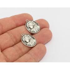 15x21mm Antik Gümüş Madalyon Charm, Madeni Paralar, Gümüş MTE1223