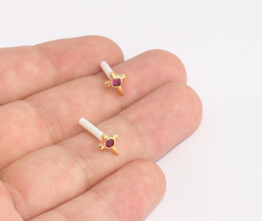 Cross Earrings, CZ Cross Stud