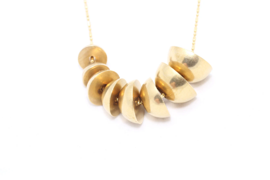 10,12,14,16 Half Ball Necklace - Raw Brass. KA