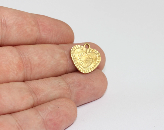 18 mm Ham Pirinç Kalp Kolye, Kalp Kolye, Kalp MLS374