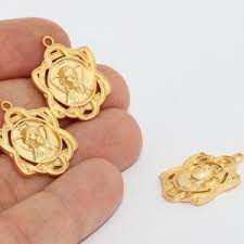20x25mm Mat Altın İsa Kolye, Dini Takı MTE1192