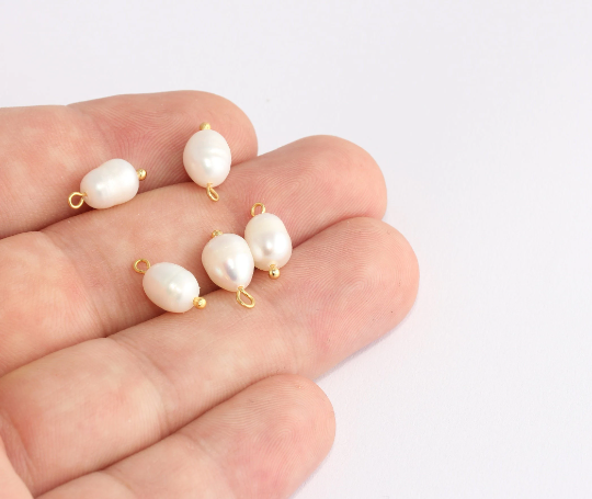 6,5x13,5mm Pearl Charms, Natural White Freeform Pearls, SLM833