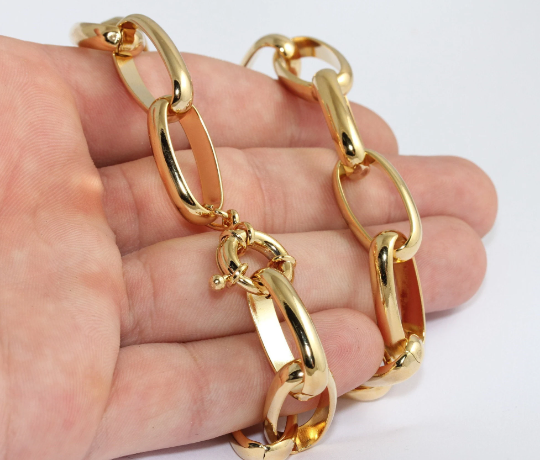 17" 24k Shiny Gold Necklace, Ready Made Necklace, Large CHK462-2