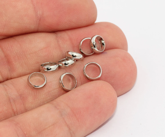 Anello chiuso placcato argento da 7 mm, anelli in argento, ciondoli a forma di cerchio, MTE862