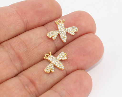 Shiny Gold CZ Bee Charm