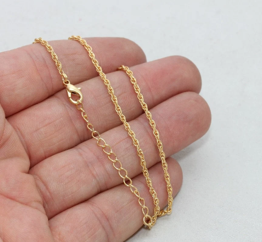 17" + 2" 24k Matt Gold Ready Made Necklace, Finished BXB259-1