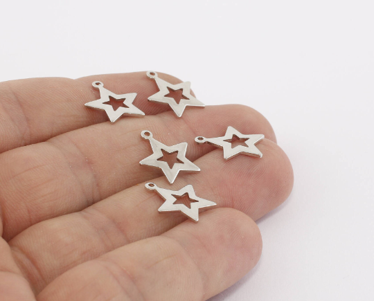 13x14mm Gümüş Kaplama Yıldız Kolye, Yıldız Kolye, Yıldız BRT334