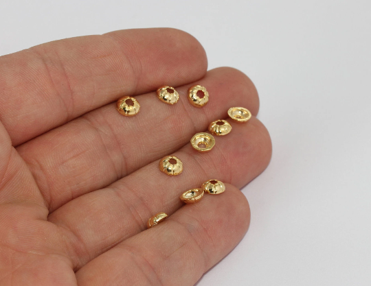 6mm 24k Shiny Gold Bead Caps, Mini End Caps, Bead Cones, MTE485