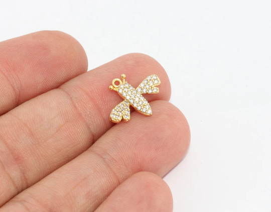 Shiny Gold CZ Bee Charm