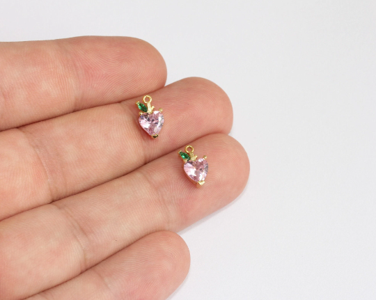 6x11mm 24 ayar Parlak Altın Çilek, CZ Çilek, MLS1018
