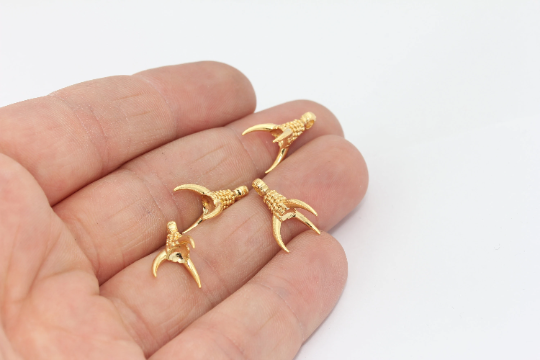 11x16mm 24 Ayar Parlak Altın Pençe Tılsımları, Pençe Kolye, Pirinç MTE436