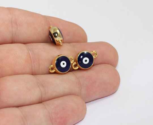 11x16mm 24 Ayar Parlak Altın Nazar Boncuğu, Nazar Bilezikleri, MLS413